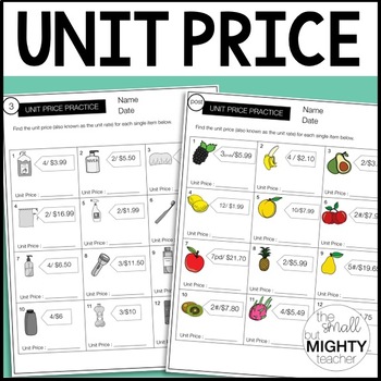 Unit Price Worksheets By The Small But Mighty Teacher Tpt