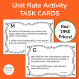 Unit Rate Activity & Worksheets - 1950 Prices Task Cards (