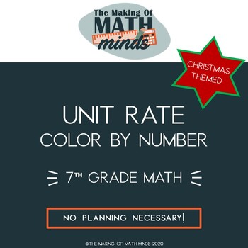 Preview of Unit Rate Color By Number | 7th Grade Math Activity | Christmas Themed