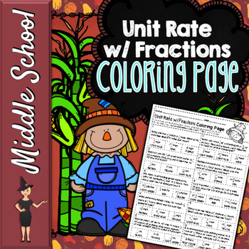 Preview of Unit Rate Complex Fractions Word Problems Color By Number | Math Color By Number