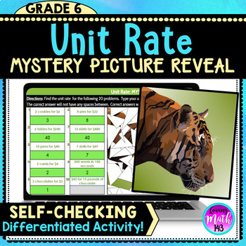 Preview of Unit Rate Digital Mystery Picture Art Reveal - Differentiated!