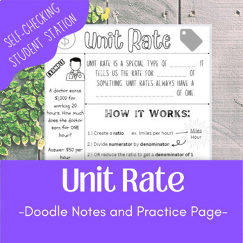 Preview of Unit Rate Doodling Notes with Practice