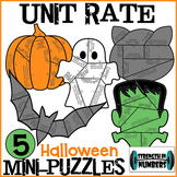 Unit Rate Fractional 5 Halloween Cooperative Mini-Puzzles 