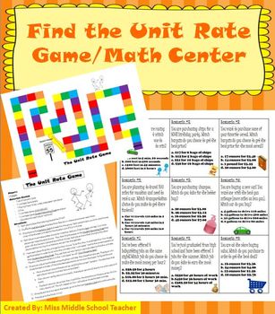 Preview of Unit Rate: Math Game/Math Center