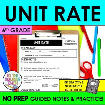 Preview of Unit Rate Notes | Guided Notes & Practice with Interactive Math Notebook Format