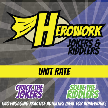 Preview of Unit Rate Printable Activities - Mystery Pic & Joke Herowork Worksheets