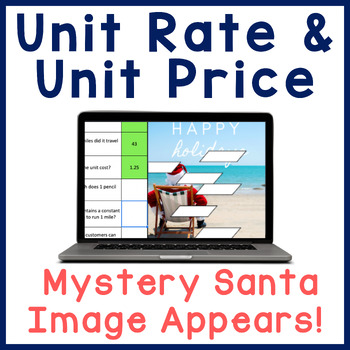 Preview of Unit Rate & Unit Price | Christmas | Math Mystery Picture Digital Activity