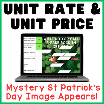 Preview of Unit Rate & Unit Price | St Patricks Day | Math Mystery Picture Digital Activity