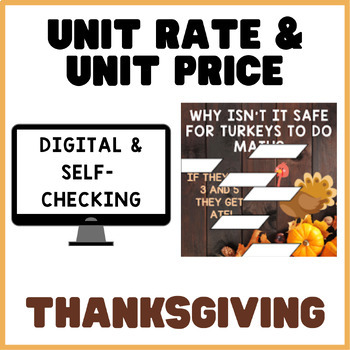 Preview of Unit Rate & Unit Price | Thanksgiving | Math Mystery Picture Digital Activity