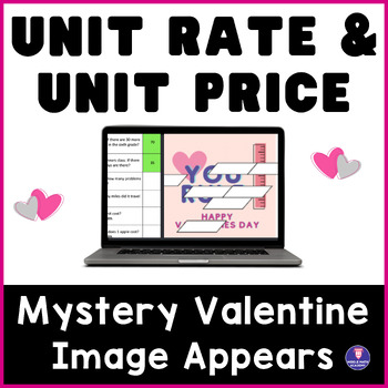 Preview of Unit Rate & Unit Price ❤️ VALENTINES DAY | Math Mystery Picture Digital Activity