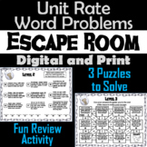 Unit Rate Word Problems Activity: Escape Room Math Breakout Game