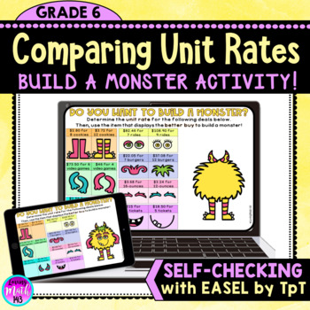 Preview of Unit Rate and Better Buy Build a Monster Digital Activity (Self-Checking)