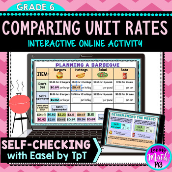 Preview of Unit Rate and Better Buy Digital Math Activity (Self-Checking on Easel)