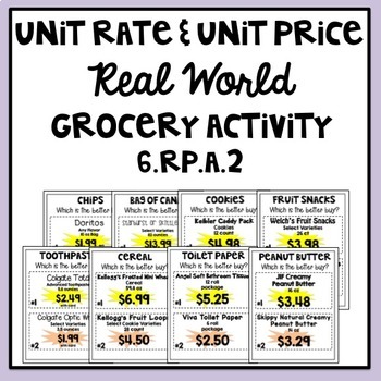 Preview of Unit Rate Real World Grocery Activity