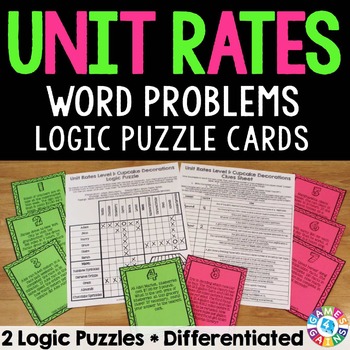 Preview of Unit Rates Activity Worksheets & Task Cards Ratios Rates & Proportions 6th Grade