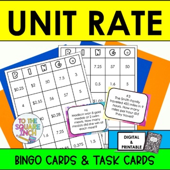 Preview of Unit Rate Bingo Activity | Task Cards | Unit Rates Game Class Practice Activity