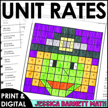 Preview of Unit Rates Coloring Activity Worksheet Halloween October