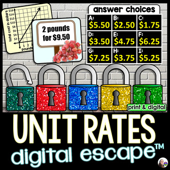 Preview of Unit Rates Digital Math Escape Room Activity