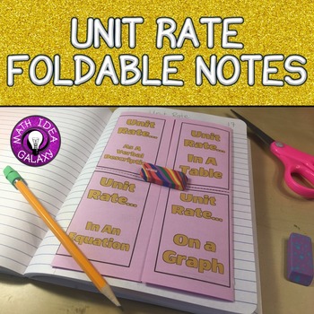 Preview of Unit Rates Foldable Notes for Interactive Notebook