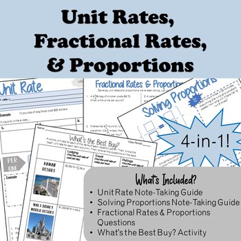 Preview of Unit Rates, Fractional Rates, & Proportions