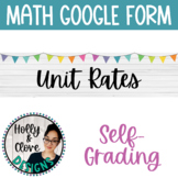 Unit Rates - Google Form - SELF-GRADING Quiz - 6th Grade