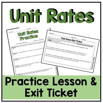 Preview of Unit Rates Guided Notes | Exit Ticket | Math