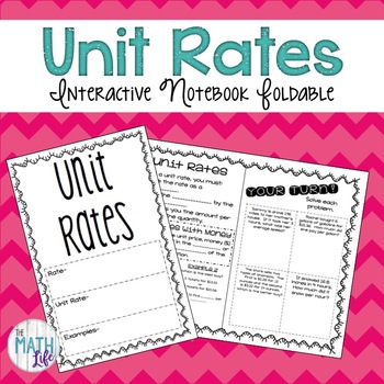 Preview of Unit Rates Interactive Notebook Foldable