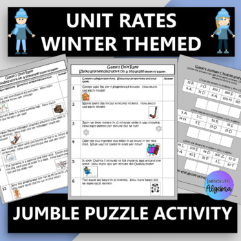 Preview of Unit Rates Jumble Puzzle Activity Winter Themed