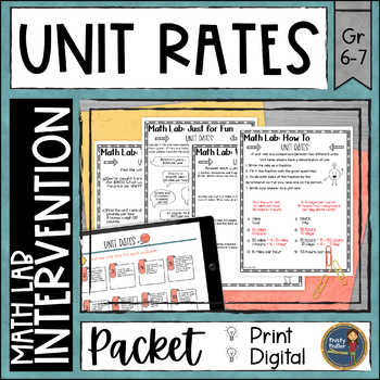 Preview of Unit Rates Math Activities Lab - Math Intervention - Sub Plans