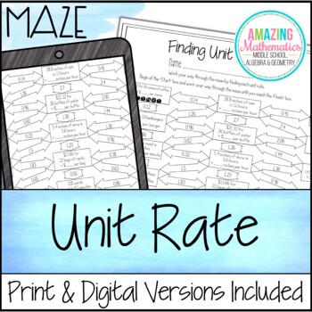 Preview of Unit Rates Worksheet - Maze Activity