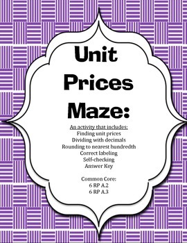 Preview of Unit Prices Maze: Which Product is the Better Buy?