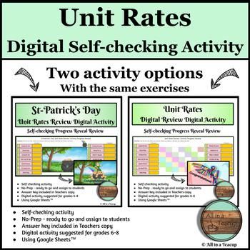 Preview of Unit Rates Mini Set Digital Activities St-Patrick's Day and Bird Themed