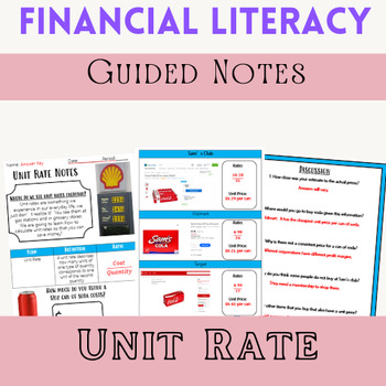 Preview of Unit Rates Notes & Project (Calculate Unit Rates to inform decision making!)