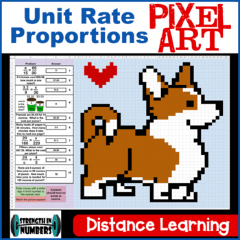 Preview of Unit Rates & Proportions Corgi Dog PIXEL ART Distance Learning Google Sheets