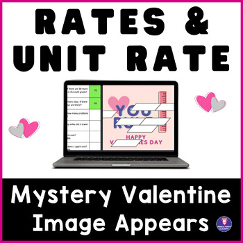 Preview of Unit Rates & Rates ❤️ VALENTINES DAY | Math Mystery Picture Digital Activity