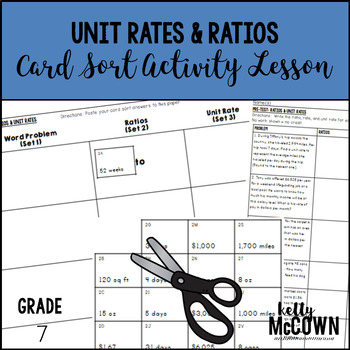 Preview of Unit Rates & Ratios Card Sort Activity Lesson