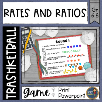 Preview of Unit Rates Ratios and Proportions Trashketball Math Game