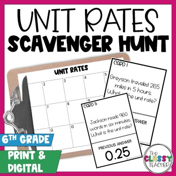 Preview of Unit Rates Scavenger Hunt - 6th Grade