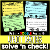 Unit Rates Solve 'n Check! Math Tasks - print and digital