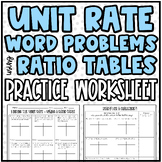 Unit Rates - Using a Ratio Table (Word Problems) Practice 