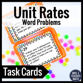 Preview of Unit Rates Word Problem Task Cards 6.RP.2