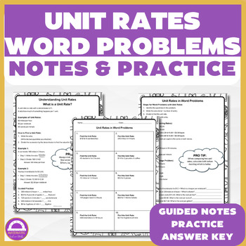 Unit Rates &amp; Word Problems Guided Notes | 6th Grade Math Practice ...