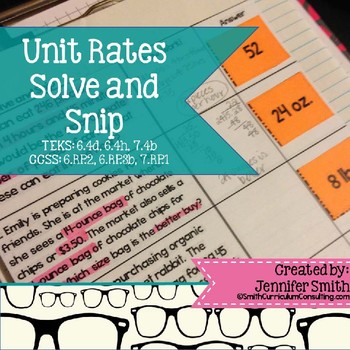 Preview of Unit Rates Solve and Snip® Interactive Word Problems