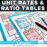 Unit Rates Unit Price and Ratio Tables Math Maze Activities