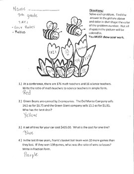 Find Unit Rates Worksheets [PDF] (7.RP.A.1): 7th Grade Math