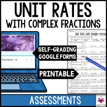 Preview of Unit Rates with Complex Fractions Digital and Printable