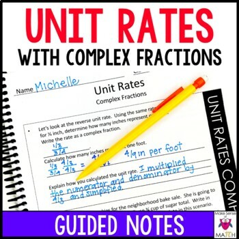 Preview of Unit Rates Guided Notes with Complex Fractions - Unit Rates Notes