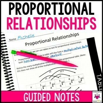 Preview of Proportional Relationships Guided Notes