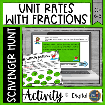 Preview of Unit Rates with Fractions Digital Math Scavenger Hunt