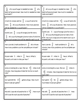 Preview of Unit Rates with Fractions Group Partner Matching Activity w/ Answer Key